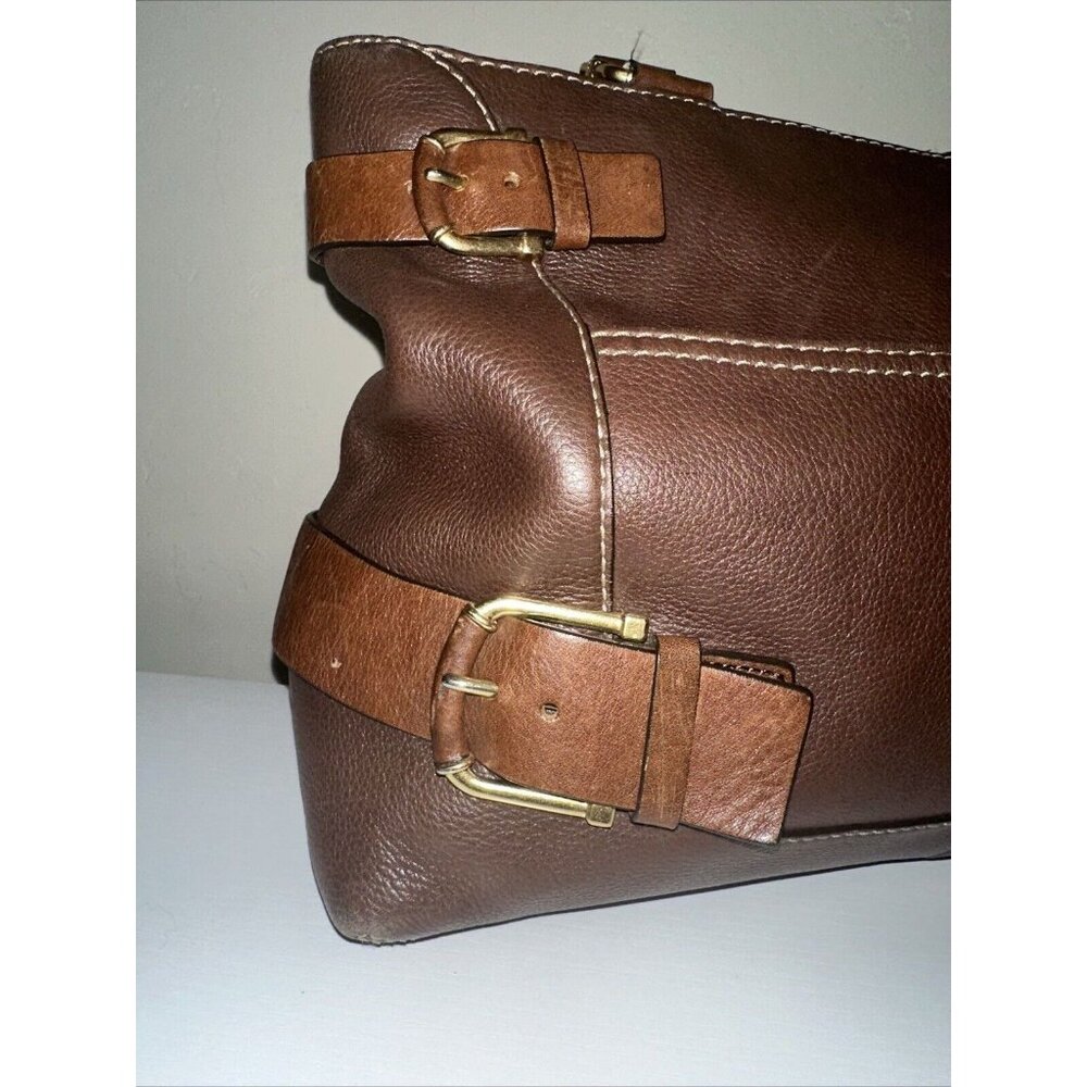Michael Michael Kors Brown Leather Gold Buckle Purse - Picture 2 of 14